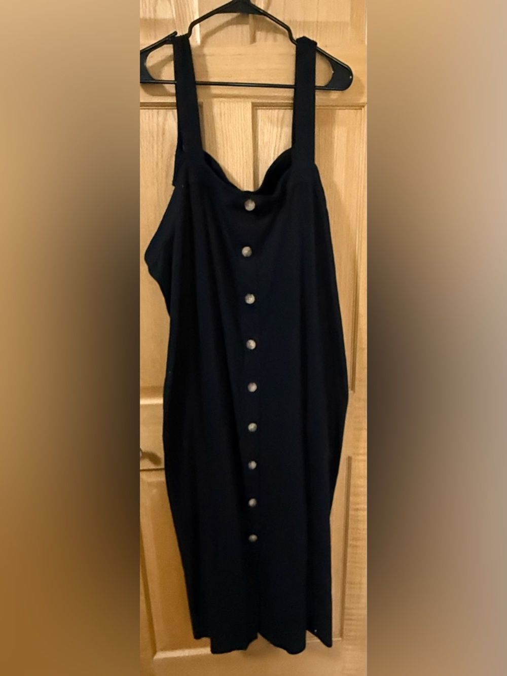 Ava & Viv Black Corduroy Button Front Maxi Dress 4X Pockets Adjustable Straps